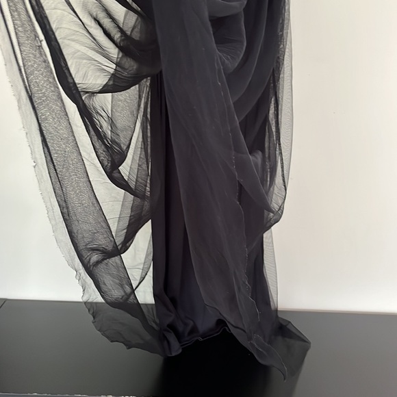 Finn & Clover Long Tulle Scoop Neck Dress | Stripes White Black - Picture 5 of 12